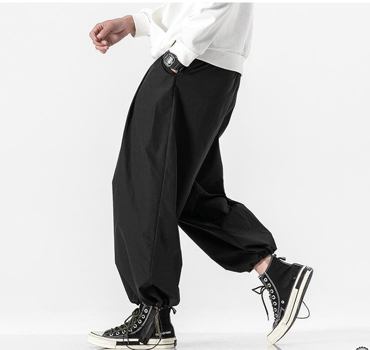 Japanese Wide-Leg Pants, Loose-Fitting Casual Pants, Trendy Fat Drawstring Pants