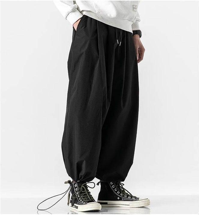 Japanese Wide-Leg Pants, Loose-Fitting Casual Pants, Trendy Fat Drawstring Pants