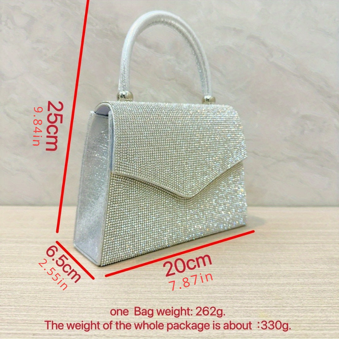 Evening Bag Clutch Purses for Women, Rhinestone silver dinner handbag