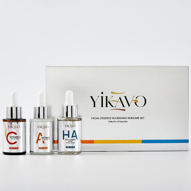 【Natural Ingredients】Yikavo FACIAL ESSENCE NOURISHING SKINCARE SET Natural Moisturizing Skin Care Improves Wrinkles, Moisturizes and Enhances the Skin'S Ability to Retain Moisture for Long-Lasting Hydration Skin Is Revitalized Home in the Bedroom