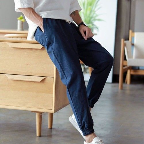 Summer Men's Casual Pants Men's Trousers Cotton Linen Pants Loose Harem Pants