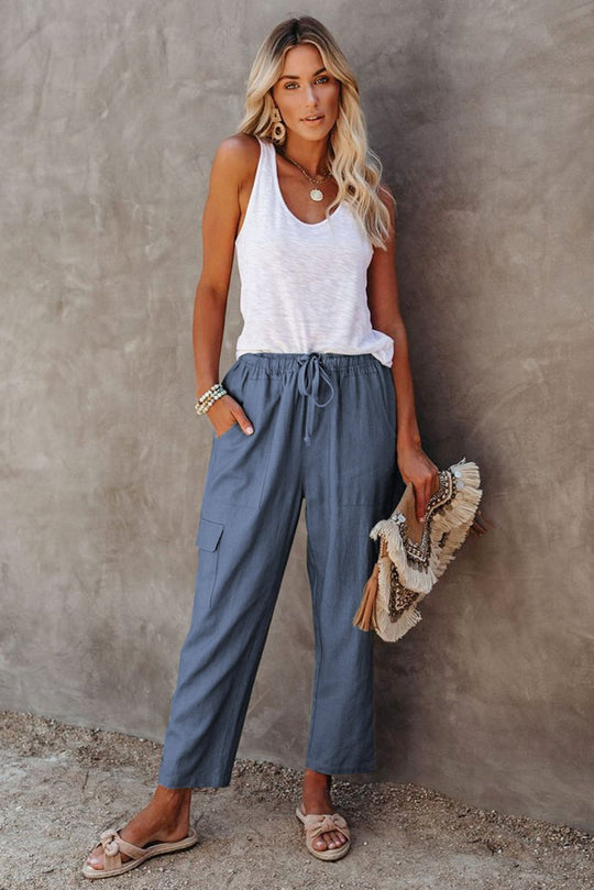 Driven Linen Blend Pocketed Cargo Pants