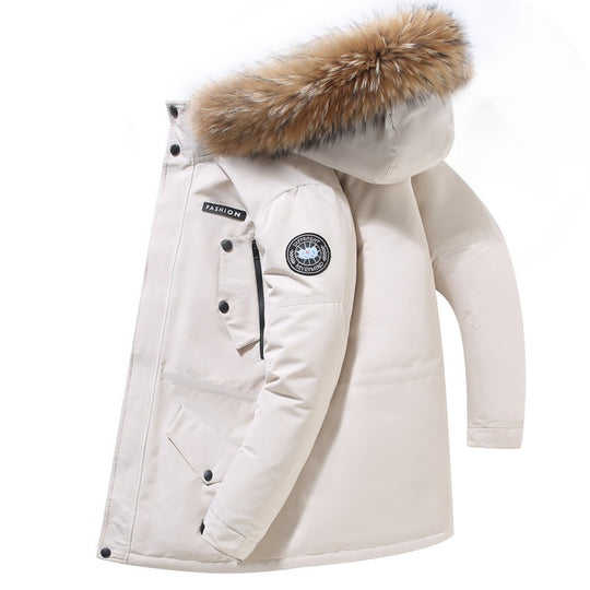 Down Jacket Mid-length Fur Collar Winter Men's Hooded Winter Clothing