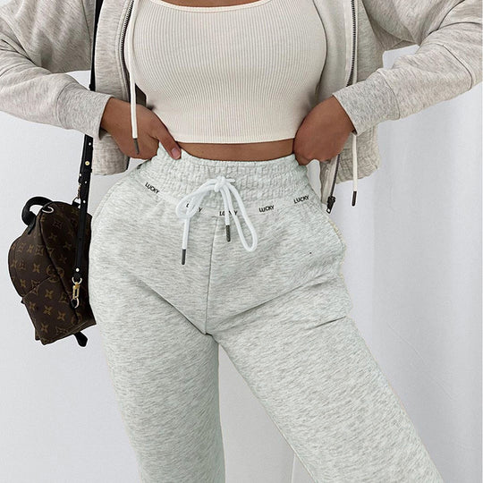 Elastic webbing printed sports pants