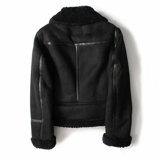 Winter Lapel Jacket Suede Lamb Wool Warm Coat Motorcycle Clothing Women Outwears