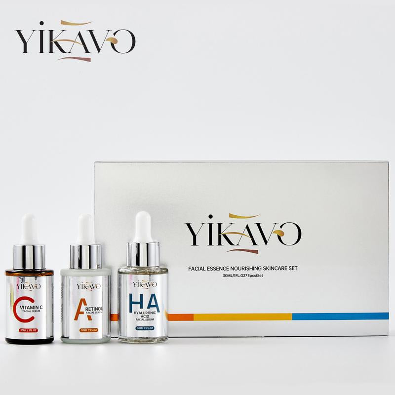 【Natural Ingredients】Yikavo FACIAL ESSENCE NOURISHING SKINCARE SET Natural Moisturizing Skin Care Improves Wrinkles, Moisturizes and Enhances the Skin'S Ability to Retain Moisture for Long-Lasting Hydration Skin Is Revitalized Home in the Bedroom