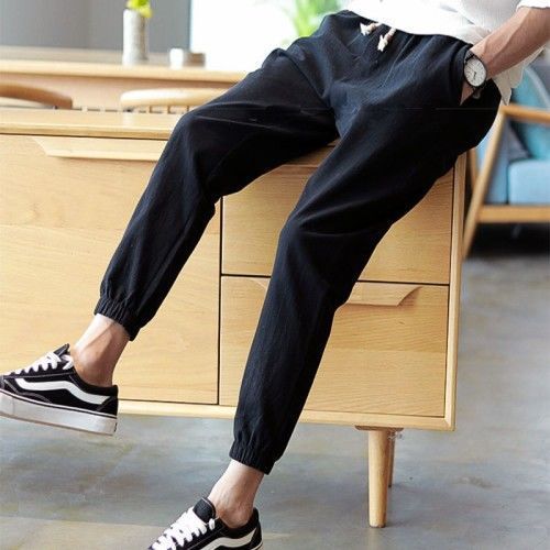 Summer Men's Casual Pants Men's Trousers Cotton Linen Pants Loose Harem Pants