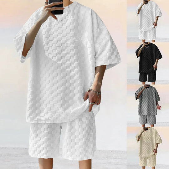 Men Leisure Oversized Two-piece shorts Set