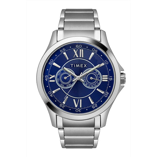 Timex Silver Mens Multi Blue Dial Watch