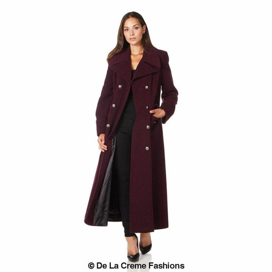 Wool Blend Double Breasted Maxi Coat