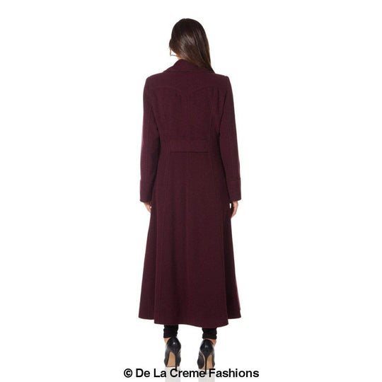 Wool Blend Double Breasted Maxi Coat