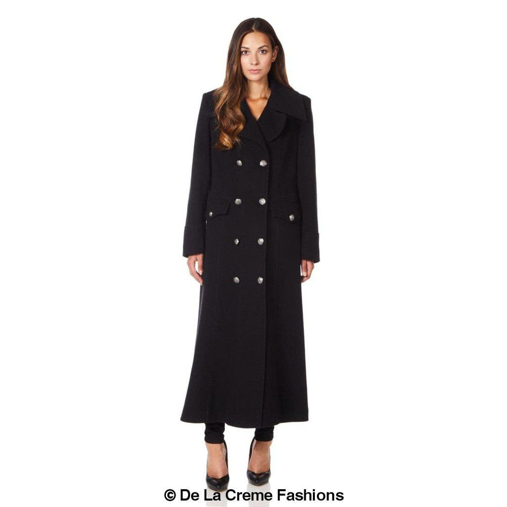 Wool Blend Double Breasted Maxi Coat