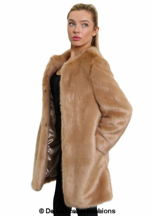 De La Creme Womens Faux Fur Classic Coat