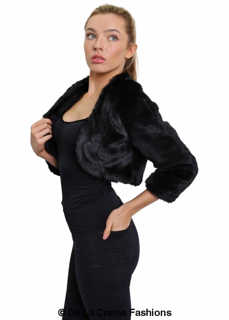 Open Front Faux Fur Bolero