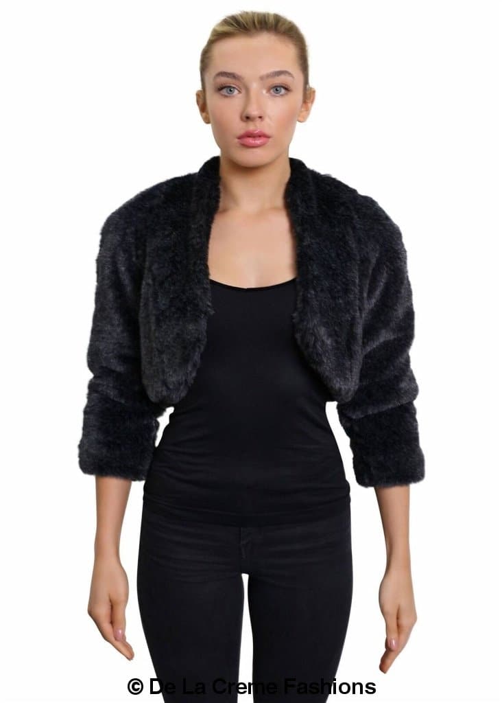 Open Front Faux Fur Bolero