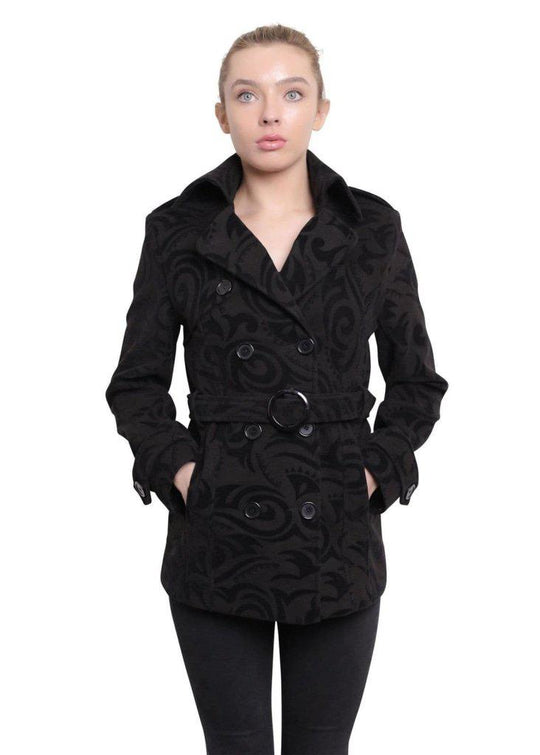 De La Creme - Womens Tribal Print Double Breasted Short Coat