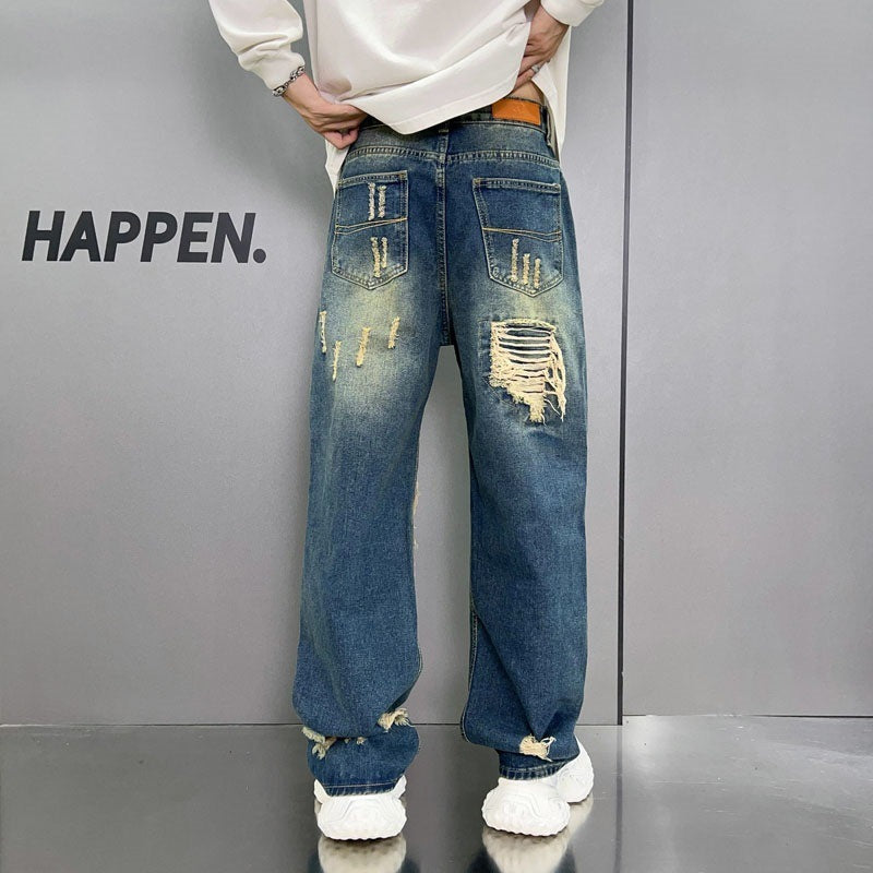 Loose Wide-Leg Washed Jeans