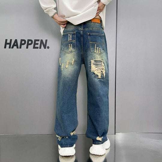 Loose Wide-Leg Washed Jeans