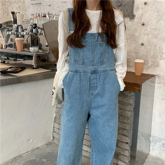 Fashion Denim Suspender Pants For Women