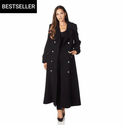 Wool Blend Double Breasted Maxi Coat