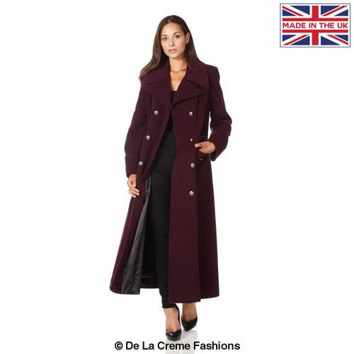 Wool Blend Double Breasted Maxi Coat